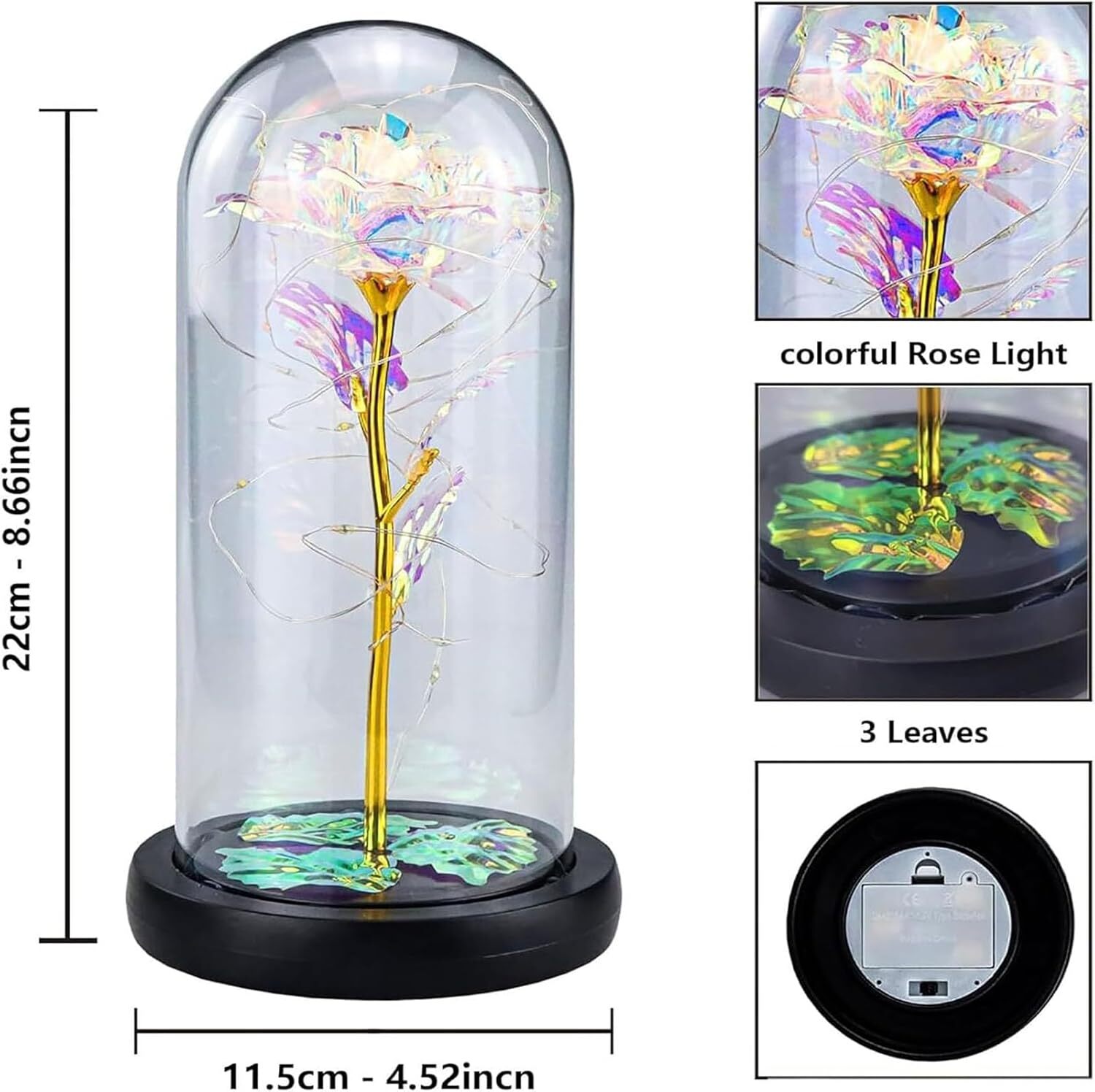 Eternal Forever Galaxy Rose Flower In Glass Dome LED Light Romantic Gift for Her