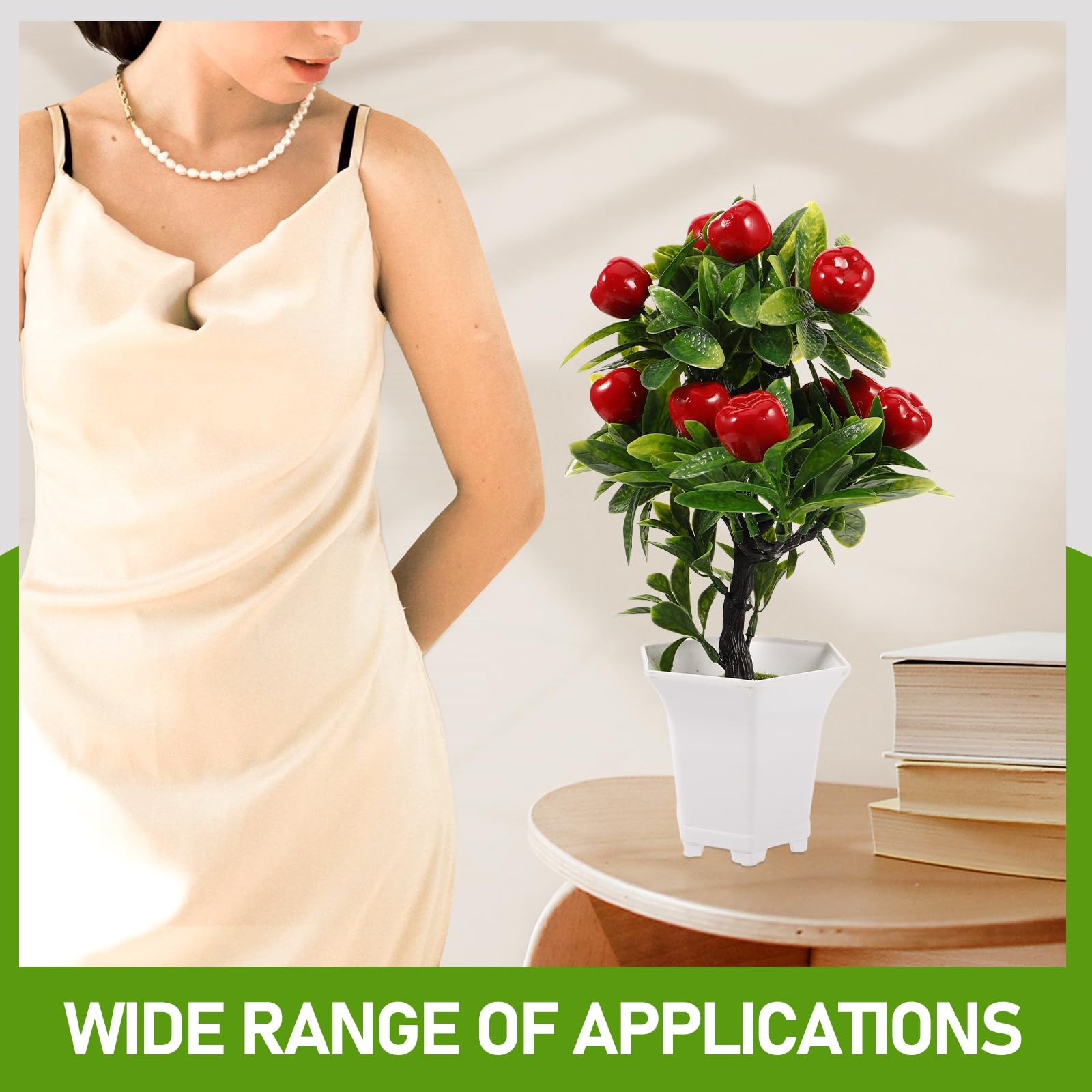 Simulated Apple Ornaments Faux Apples Artificial Fruit Tree Decor with Pot fo…