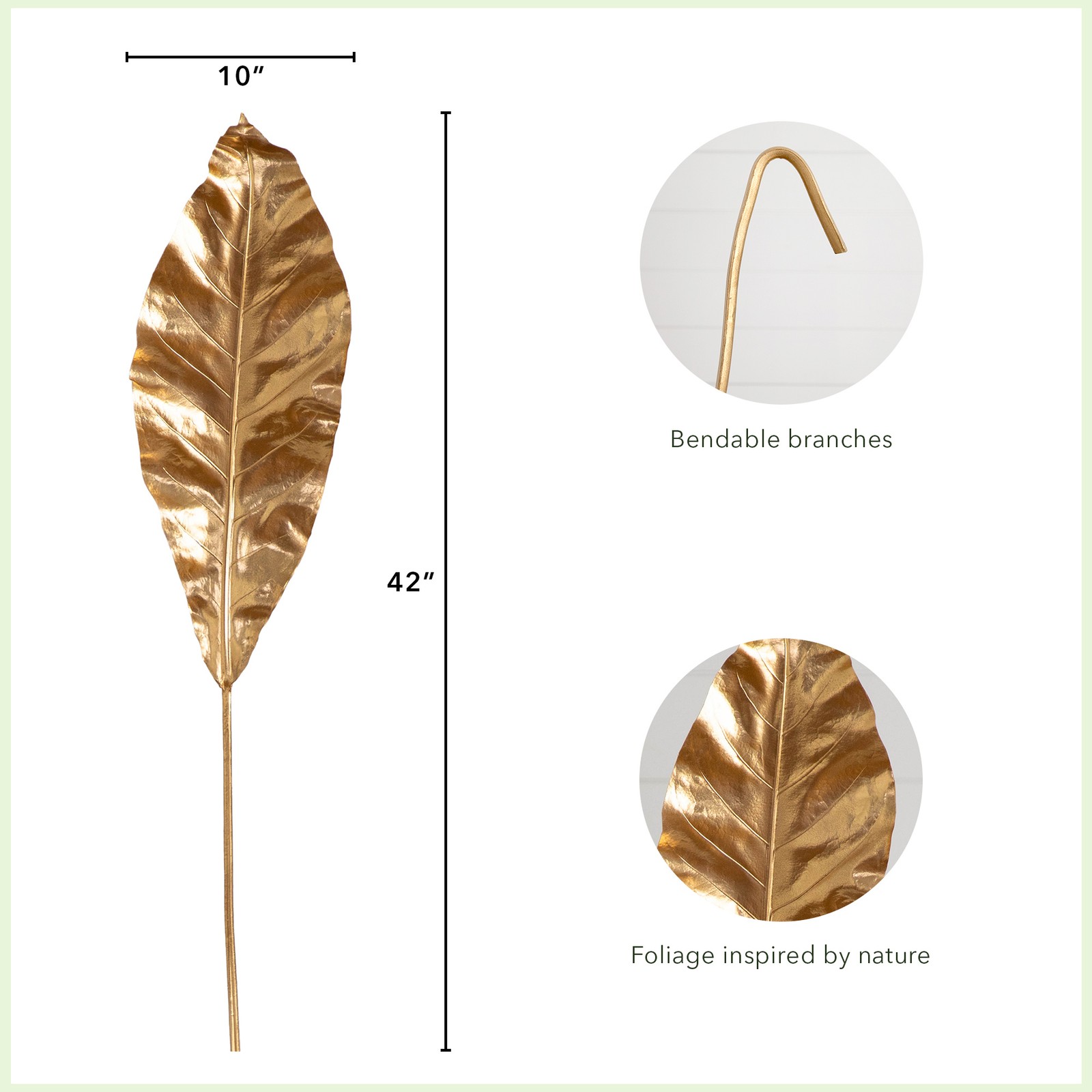 Nearly Natural 42″ Artificial Palm Gold Stemsin Gold (Set of 3)