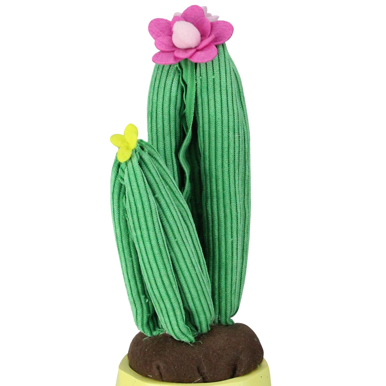 Northlight 10.5″ Artificial Plush Dual Cactus in Yellow Pot Table Top Decoration