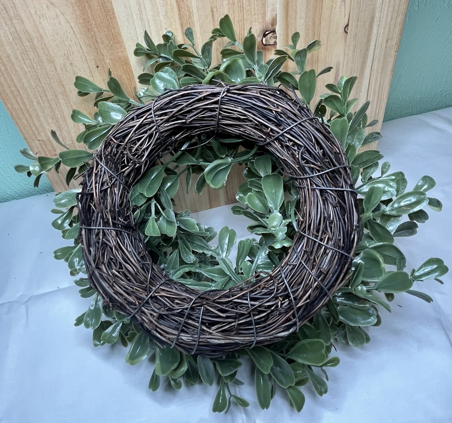 Set of 4 Faux Boxwood Candle Rings 10″ Greenery Mini Wreaths Farmhouse Decor