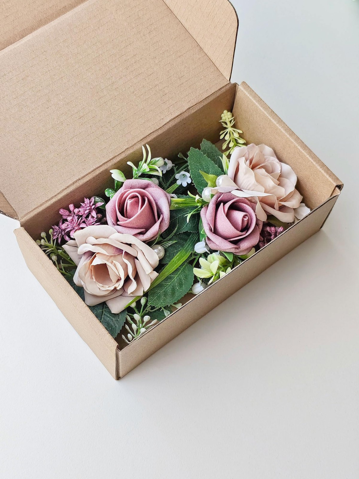 2 PCS Blush Pink Boutonniere Men Suit Decor Flower Groom Wedding Prom Decor