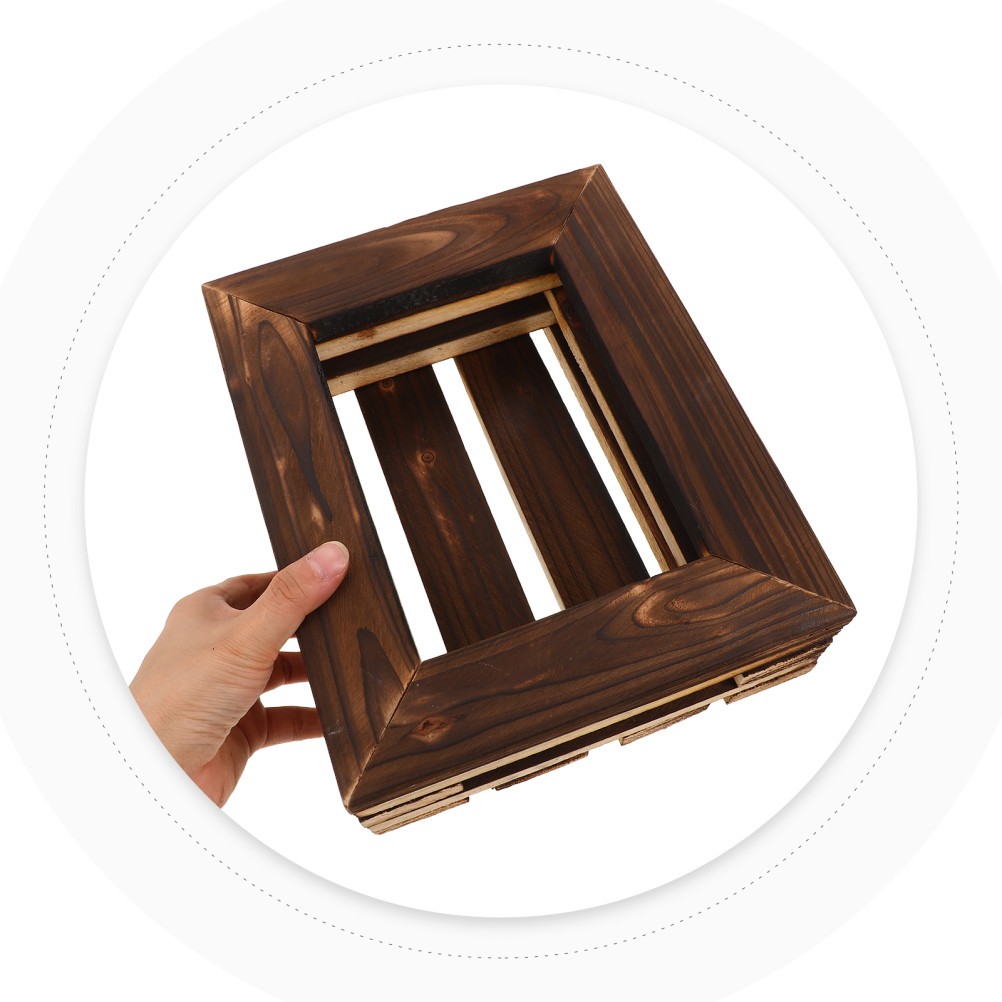 Natural Wood Vertical Wall Mounted Orchid Planter with Staghorn Fern Mount Frame
