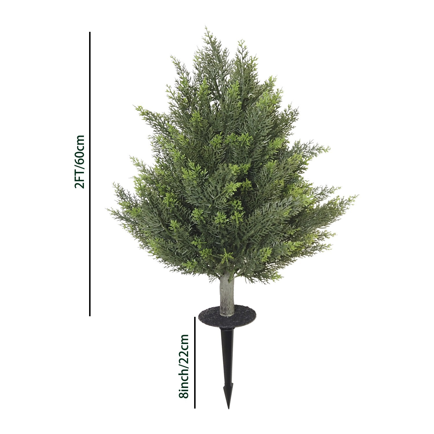2 Pack 60 cm Artificial Cypress Tree with Ground Stake Outdoor Lawn Garden Decor