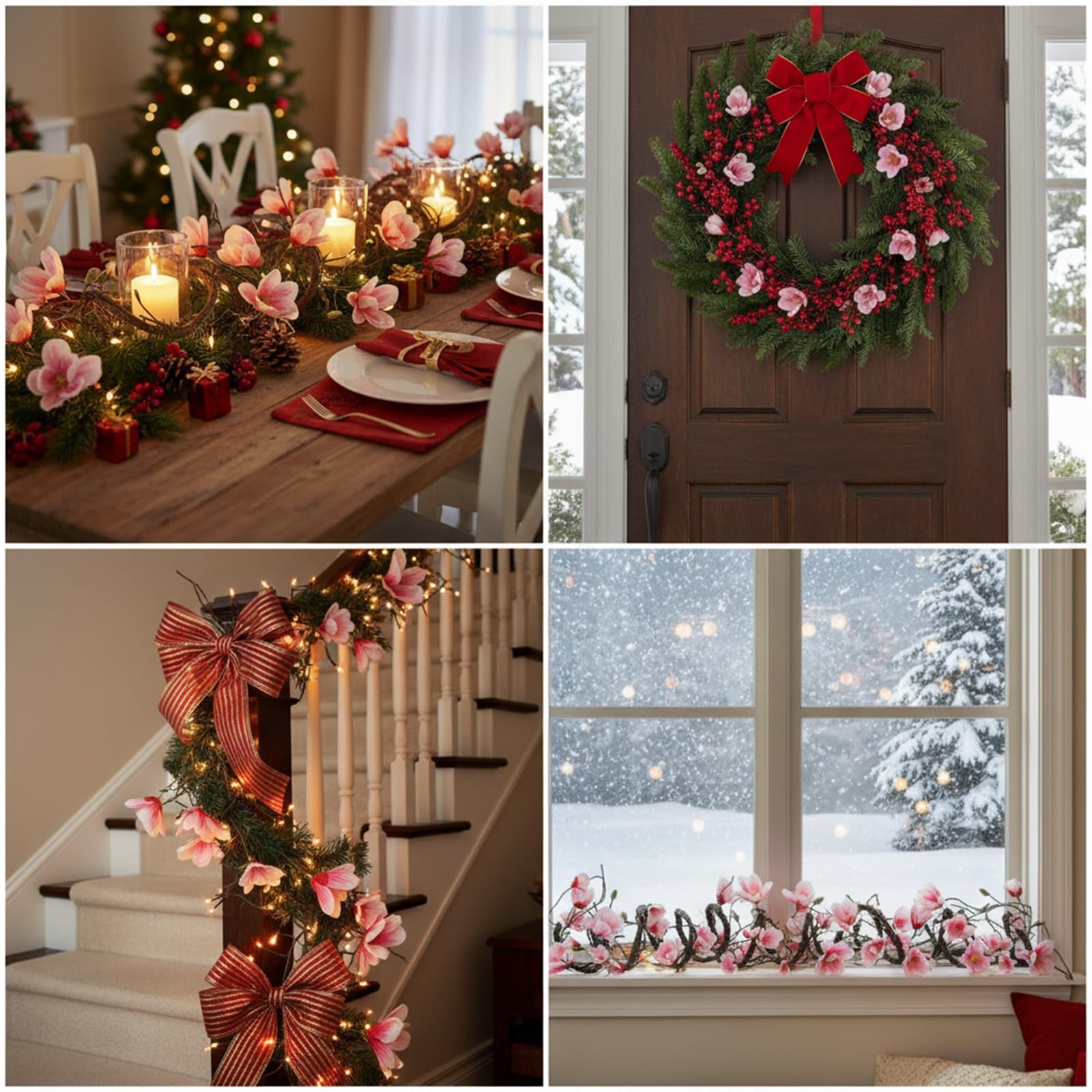118 inch Artificial Magnolia Orchid Flowers Ivy Vines Garland Fake Tree Branc…