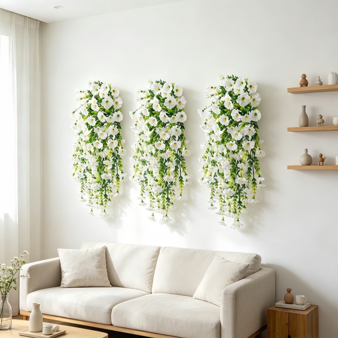 12Pcs Artificial Hanging Flowers Fake Vine Plant for Home Garden Wall Decor