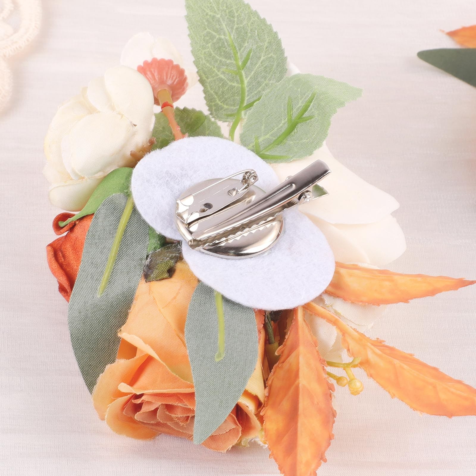 2 PCS Terracotta Floral Shoulder Corsages Set Wedding Ceremony Formal Party