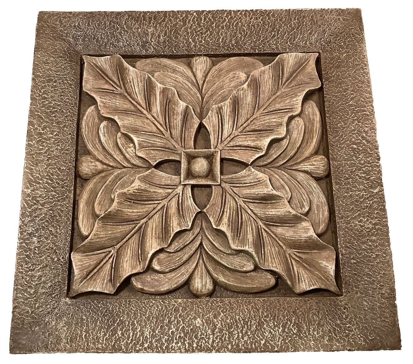 Rustic 3D Floral Leaves & Scrolls Indoor/Outdoor Garden Wall Art plaque set of 4
