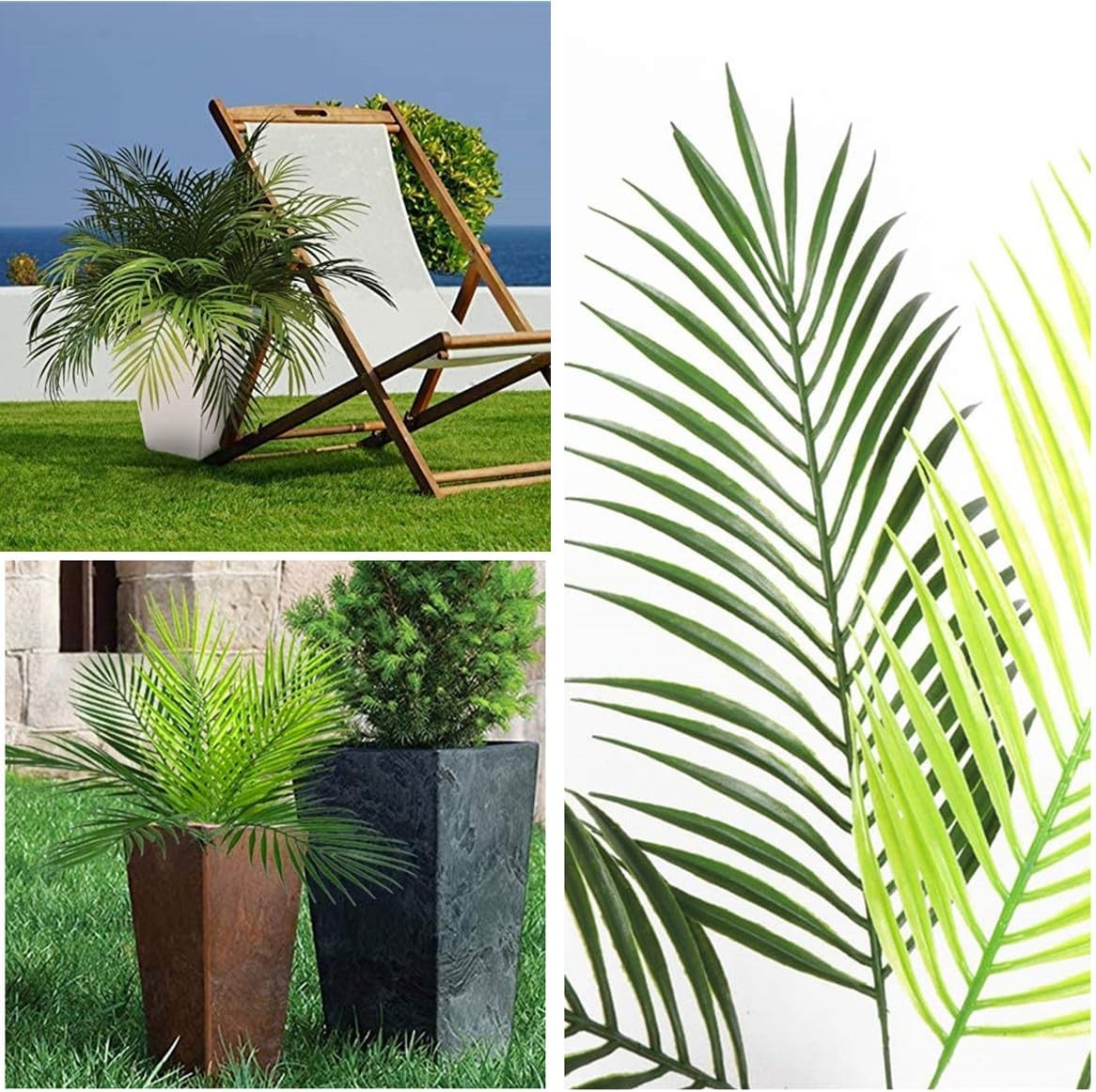 Artificial Palm Plants, Fake Tropical Palm Tree Shrubs Plastic Greenery Decor…