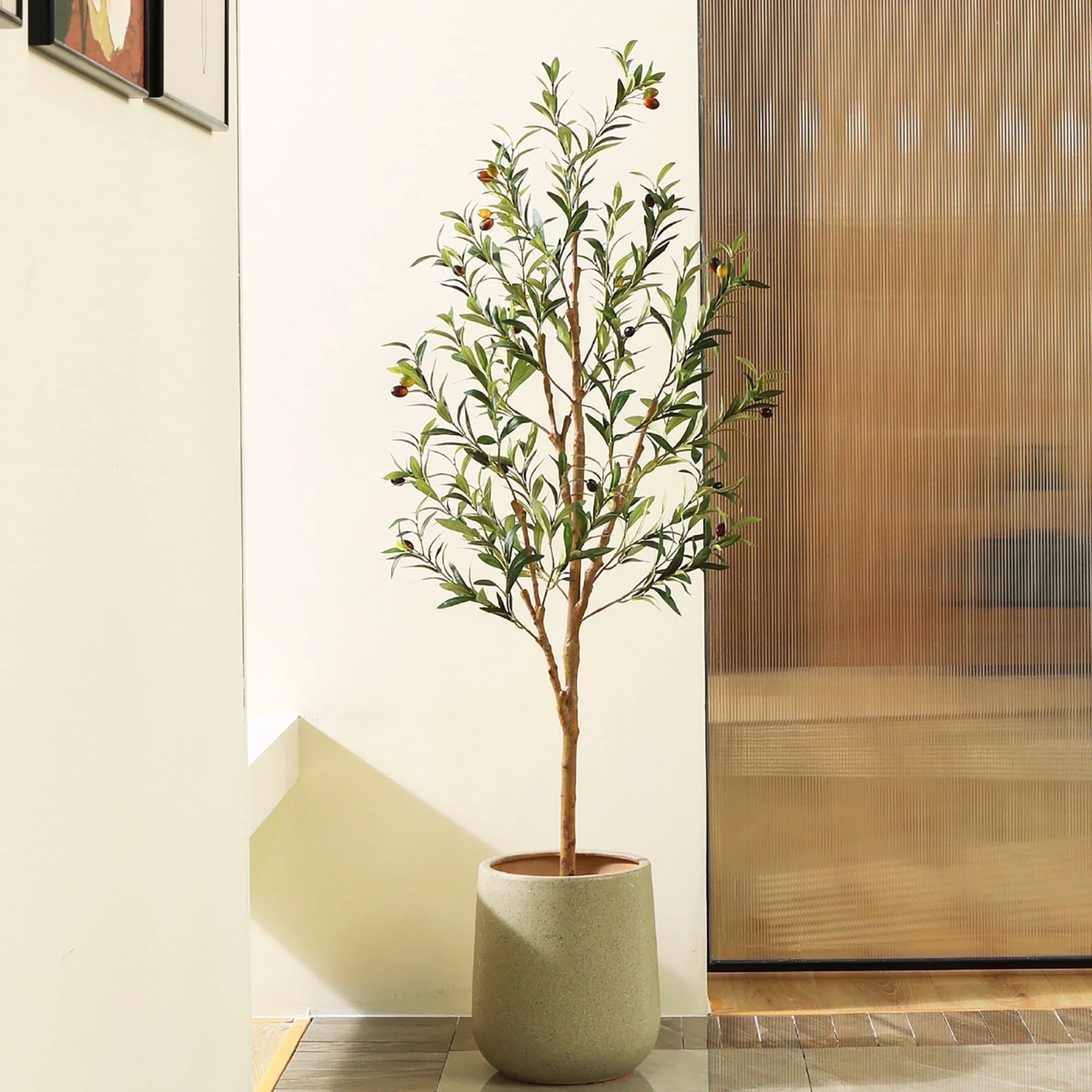 4Ft Artificial Olive Tree Indoor, Faux Olive Tree, Artificial Plants with Natura