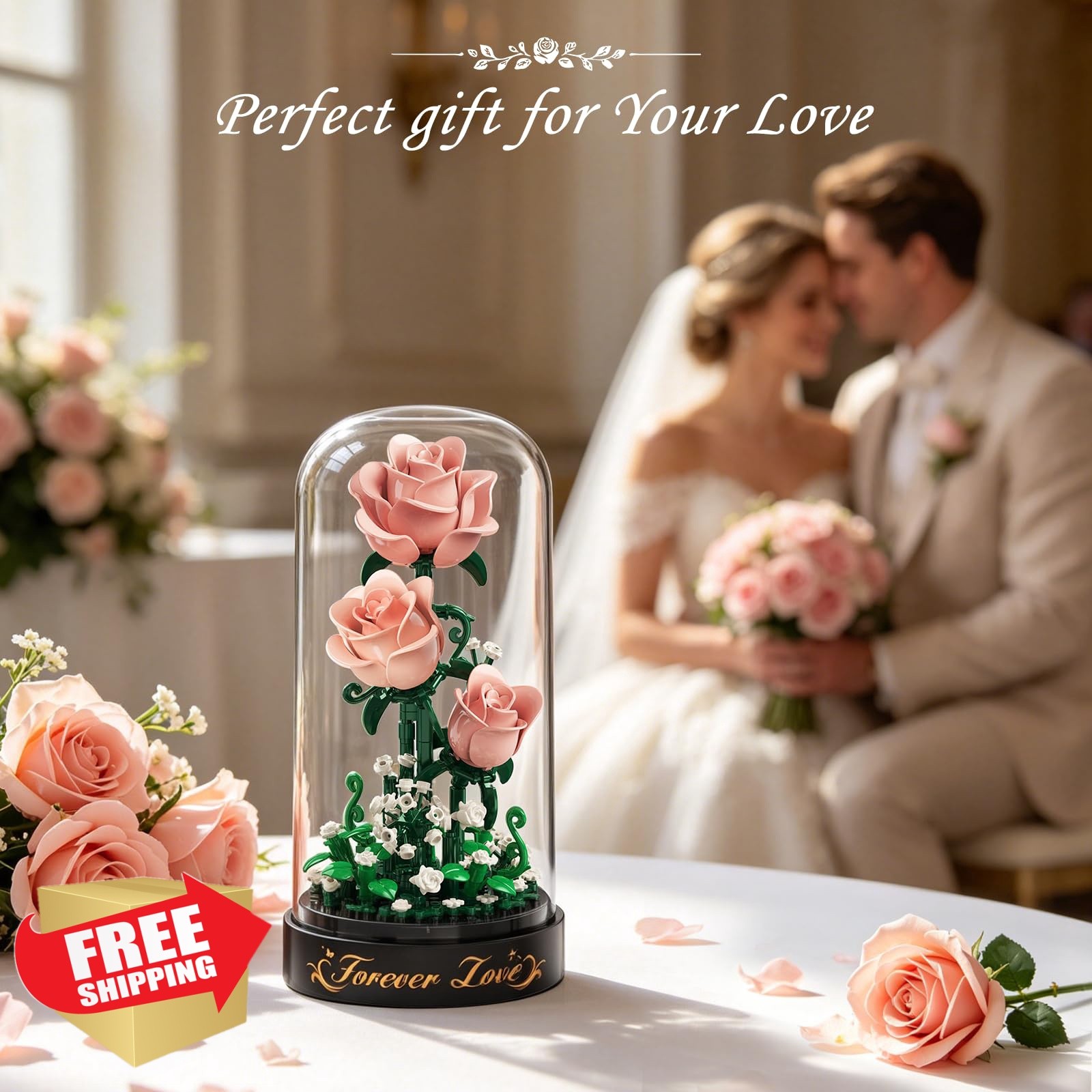 HiWEEGO Pink Flower Building Set LED Light