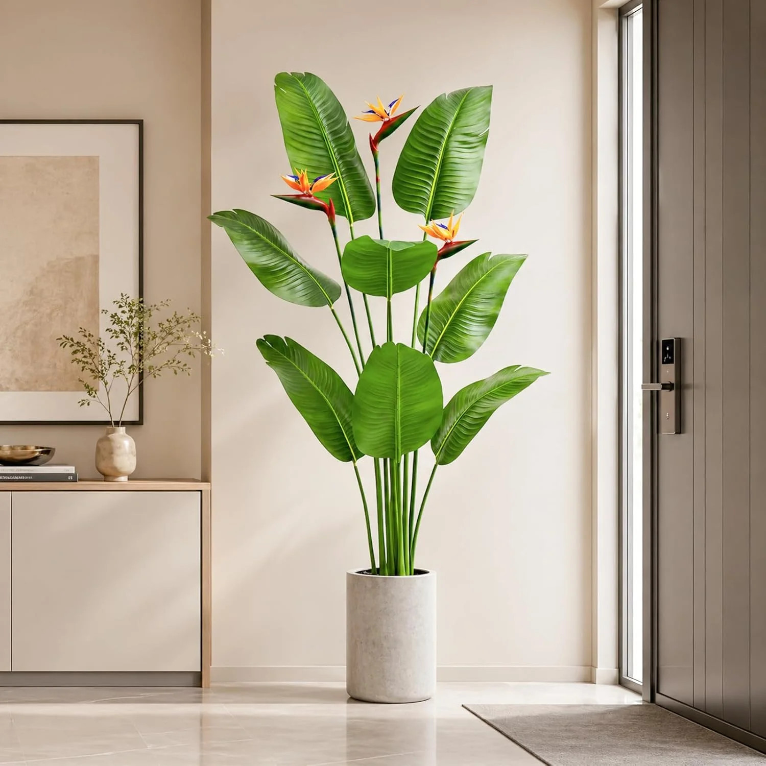 5FT Artificial Bird of Paradise Plant with Flowers, Tall Tropical Fake Plant Ind