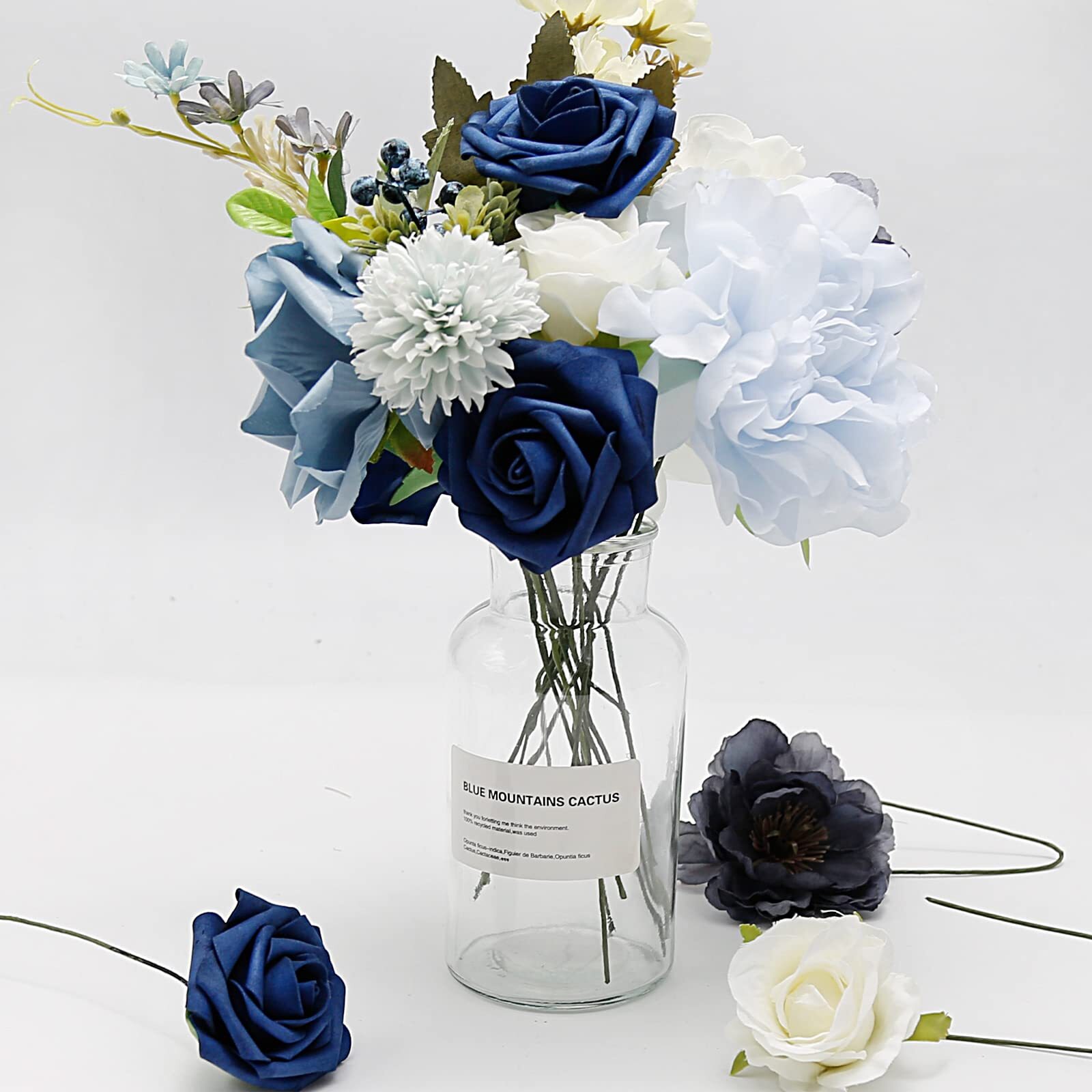 DIY Blue Artificial Flowers for Party Birthday Wedding Table Decorations Arch…