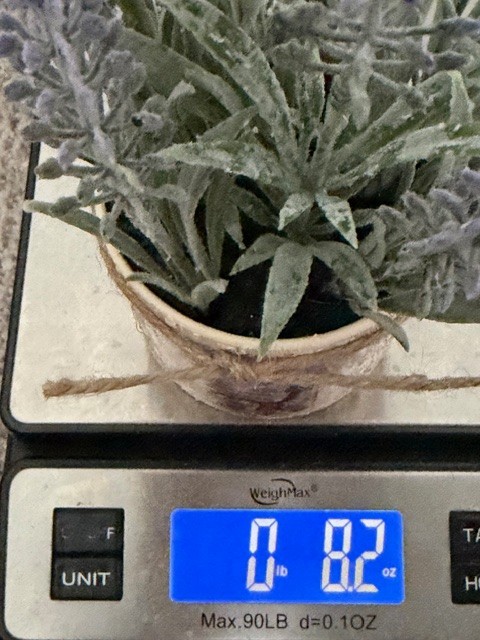 SMALL 8 1/2″ ARTIFICIAL PURPLE LAVENDER FLOWERS IN TEXTURED LITTLE POT W/ LABELS