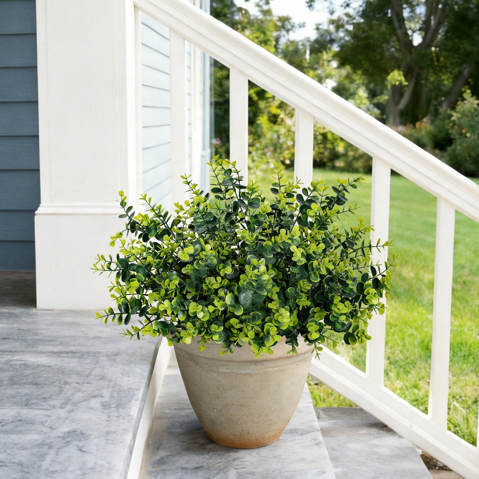 Best 17 Inch Artificial Plants Outdoor Faux Shrubs Eucalyptus Boxwood Grass UV