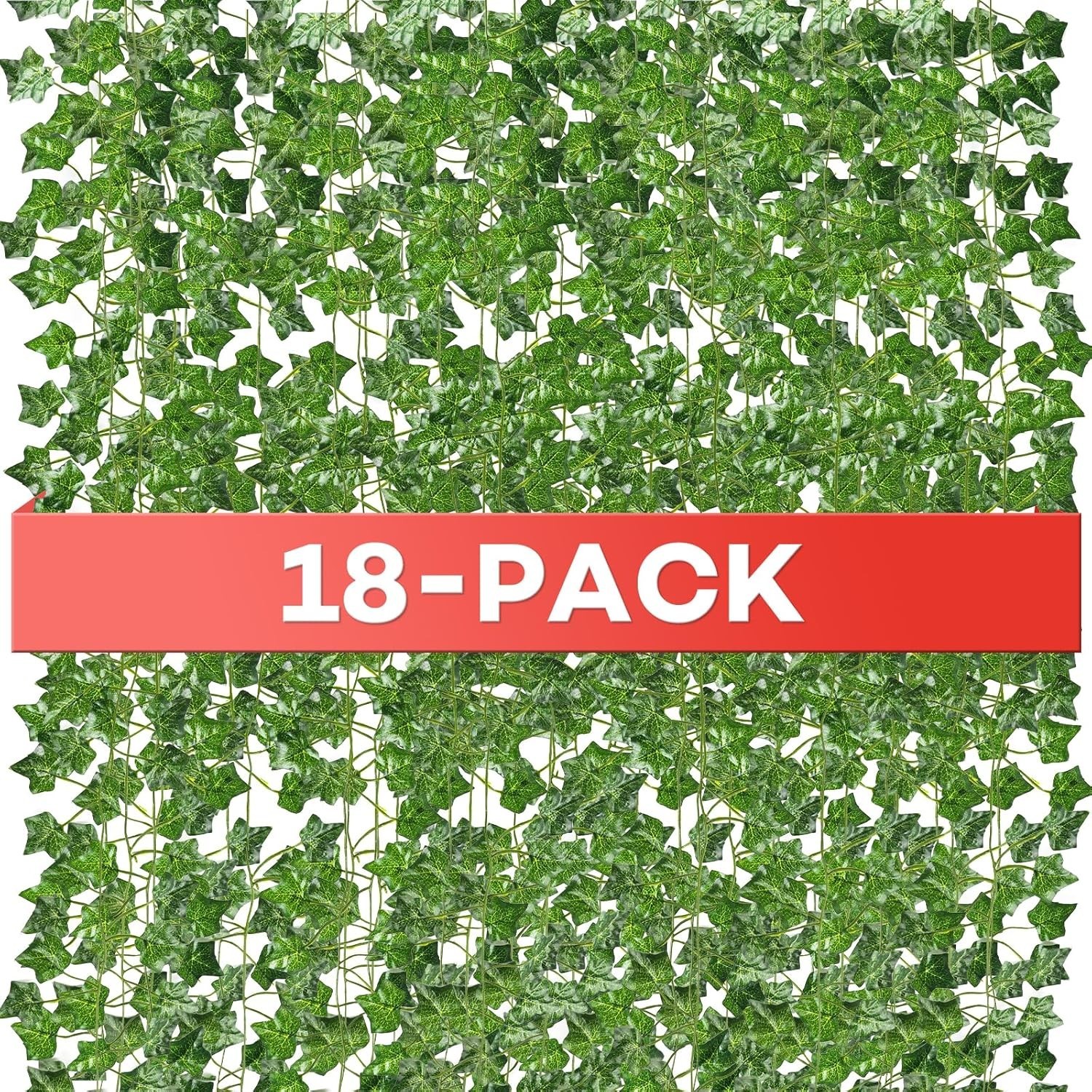 7 Feet Long Fake Ivy Vines, 18 Pack – Ideal for Weddings, Parties & Home Decor
