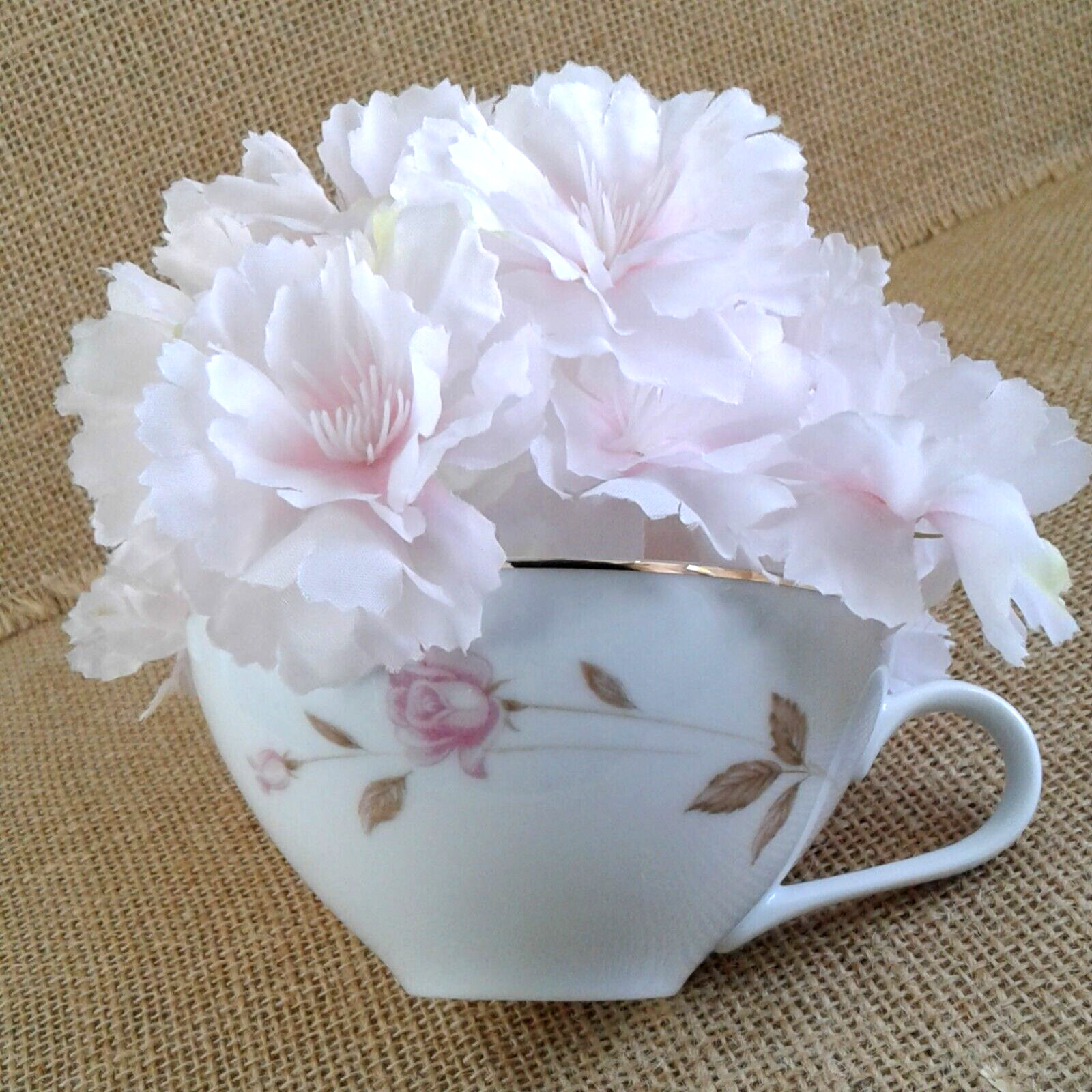 Fluffy Pink Floral Decor Rose Porcelain Tea Cup Chic Country Original Gift 1461