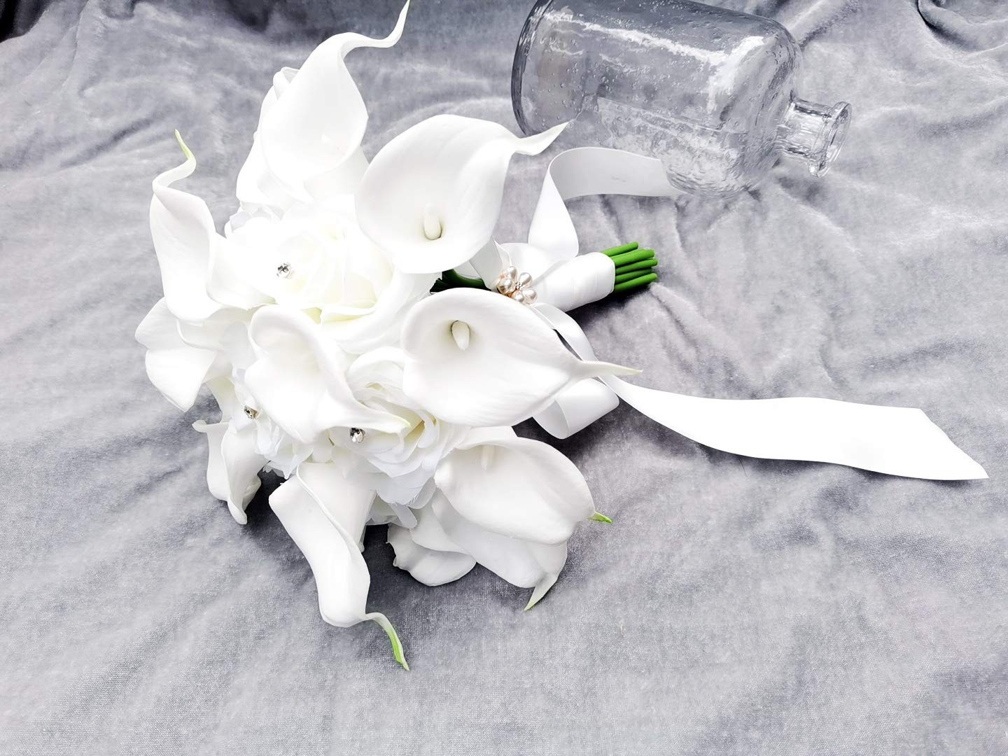 9 Inch White Calla Lily Rose Bridal Wedding Bouquet Party Decoration Artificial