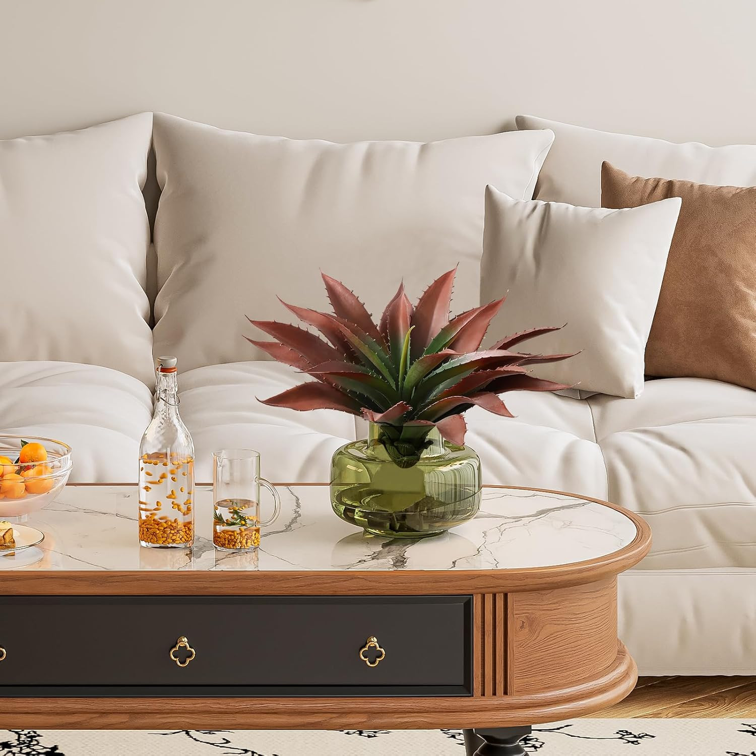 Large Artificial Succulents Aloe Plants Real Touch Fake Flowers Unpotted for Hom