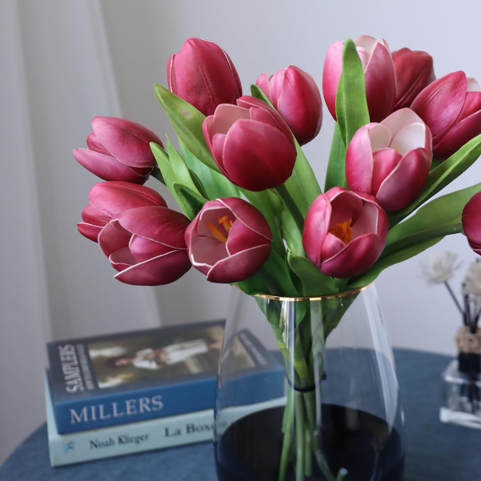 Wine Red Tulip Flowers 11pcs Artificial Luxury Valentine’s Day Wedding