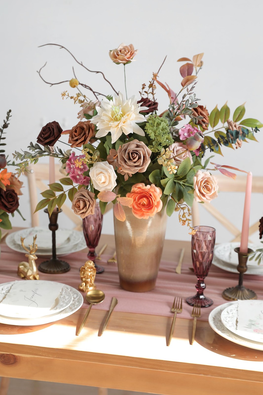 Rose Artificial Flowers 25pcs Shades of Earth Tones Ombre Colors Foam Fake Ro…