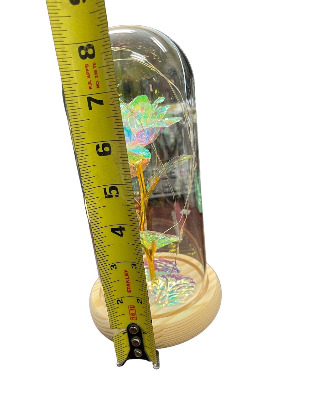 Rose Of Love In Glass Dome /w Led Lighted Rose Wedding Valentine Gifts