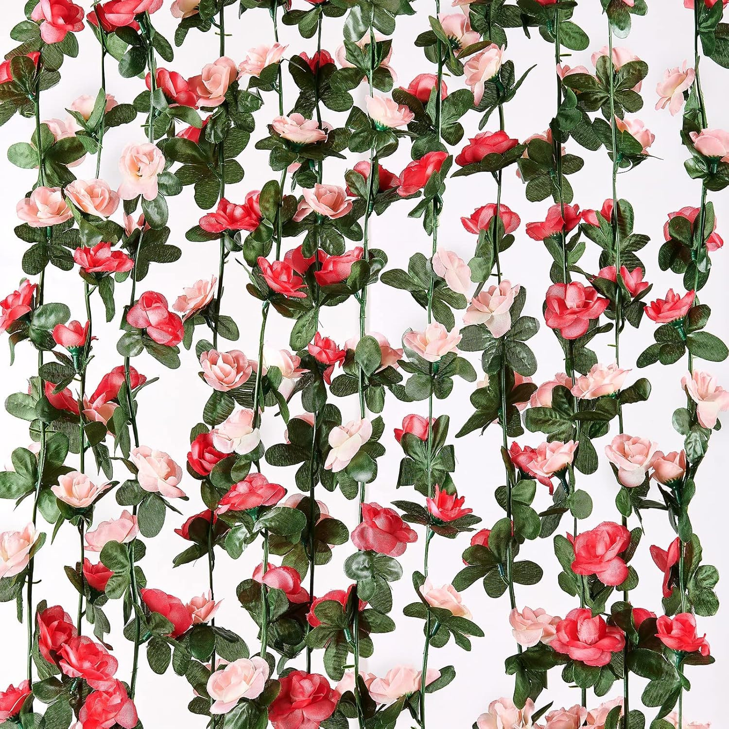 Flower Garland Rose Vines, 2 Strands 16.5Ft Flower Vines for Bedroom, Rose Flora