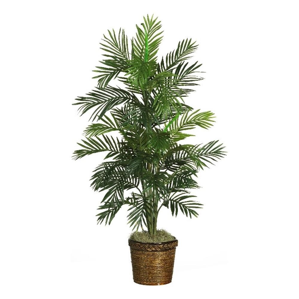 Pemberly Row 56″ Areca Palm Silk Tree with Basket in Green/Brown