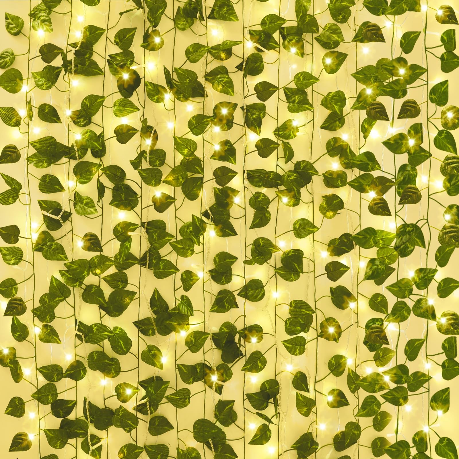 CEWOR 24 Pack 173ft Fake Ivy Vines, Artificial Ivy Garland with 200 LED String