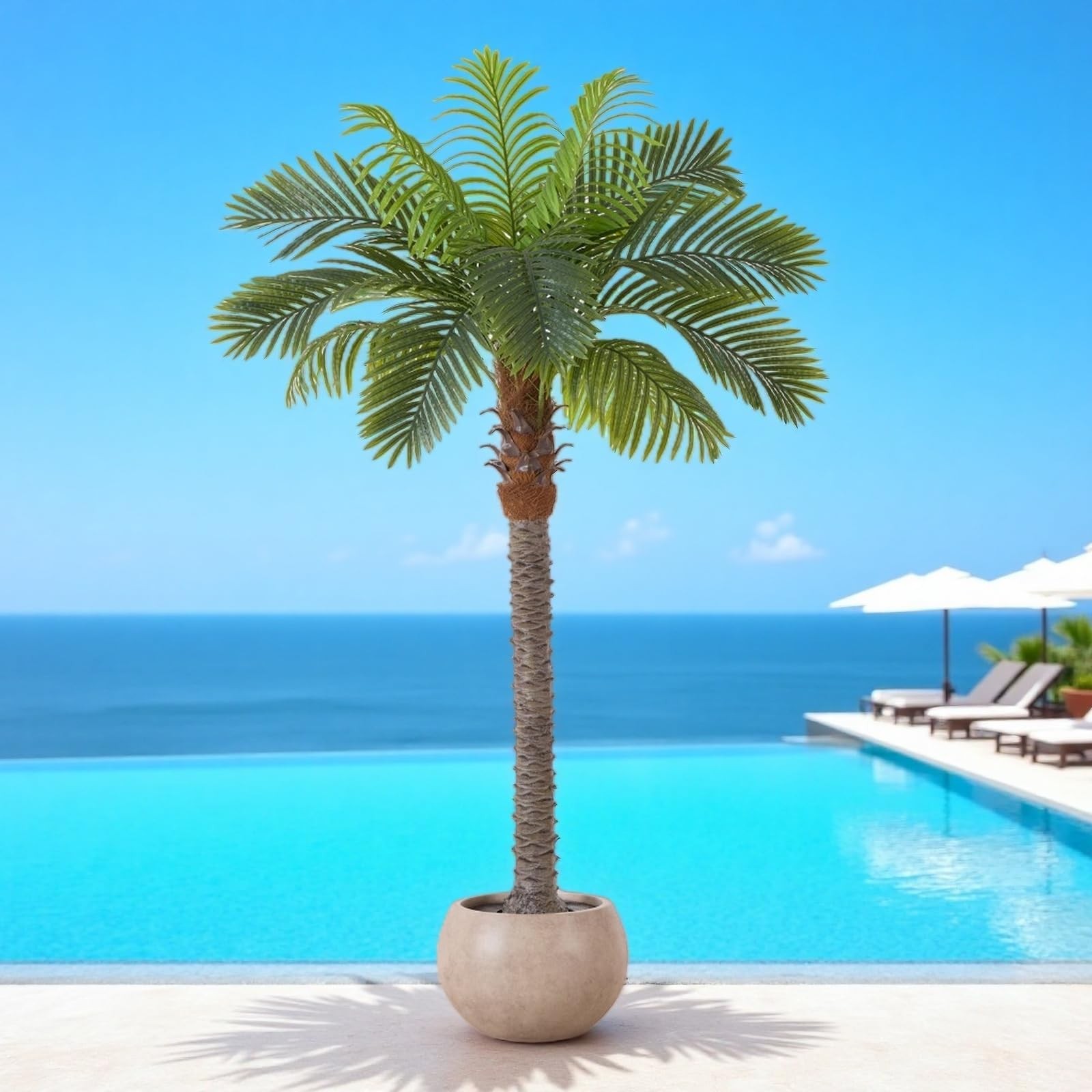 6FT Artificial Coconut Palm, Faux Coconut Silk Palm Tree, Tropical Fake Trees…