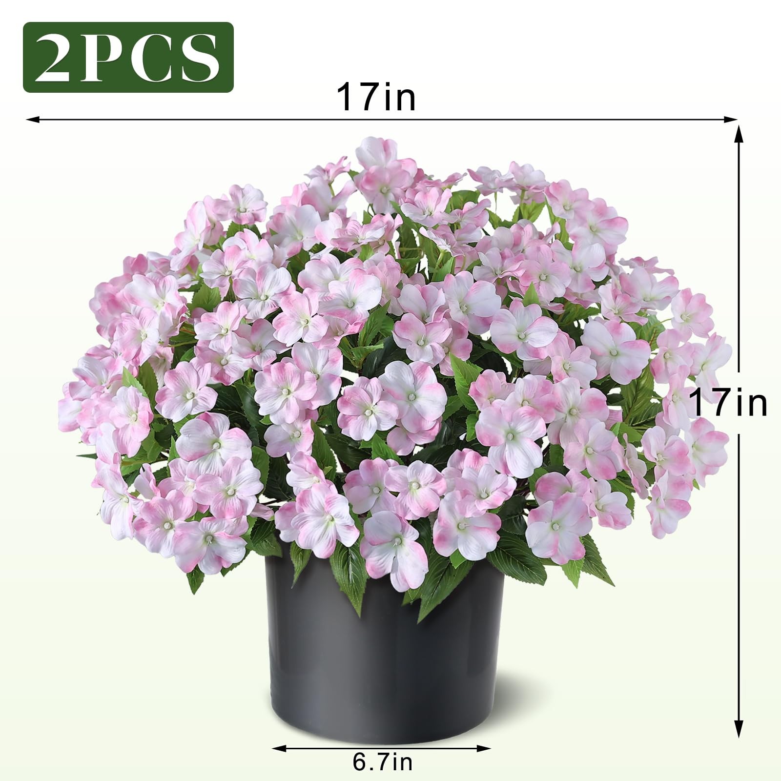 2 Set of Artificial Impatiens Topiary Trees – Fake Silk Flower Potted Plants,…