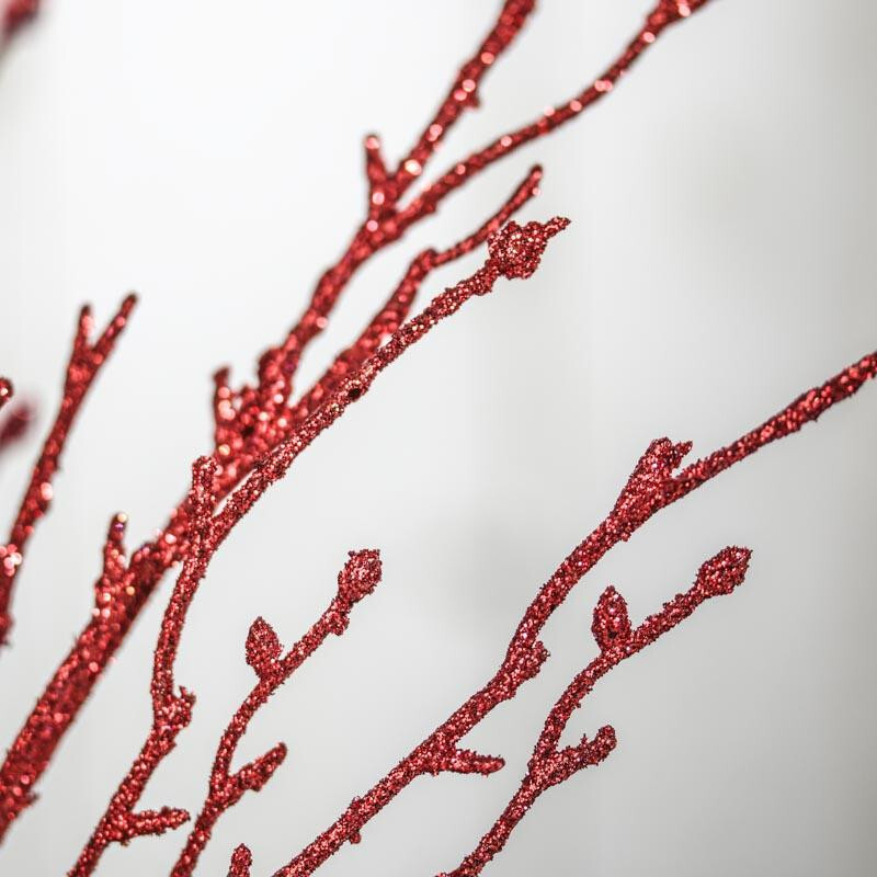 Package of 12 Red Glitter 22″ Decorative Twig Branches