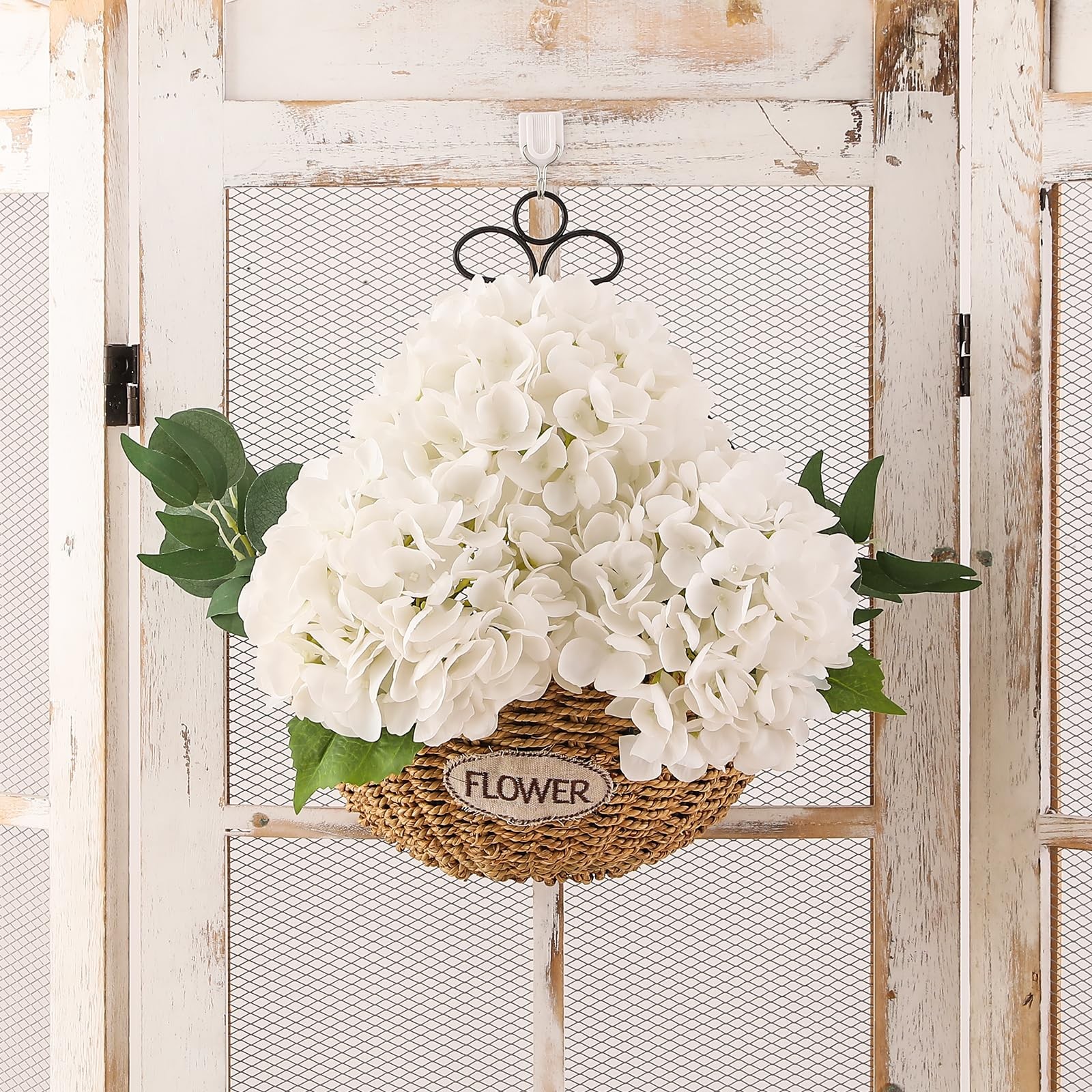 6PCS 22 inch Hydrangea Artificial Flowers Real Touch White Faux Hydrangea Flo…