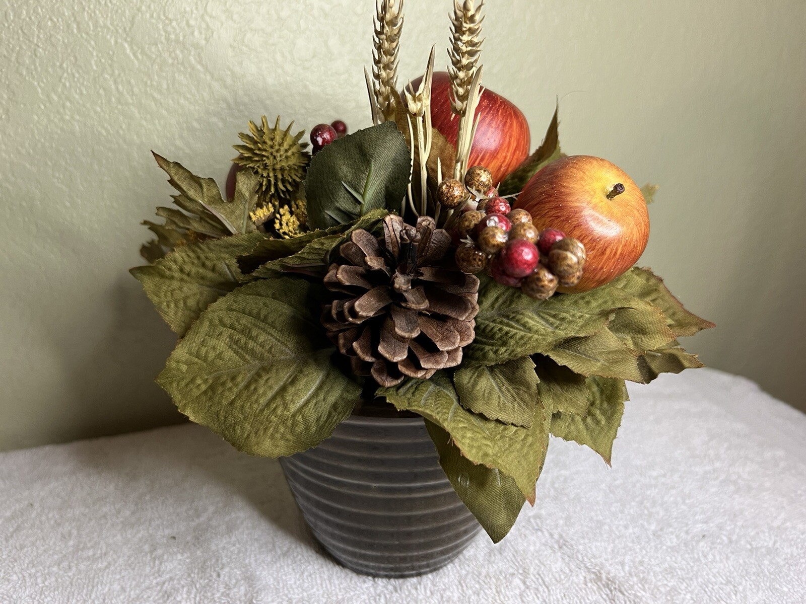 Apple Floral Decor Arrangement with Vase Artificial Faux Home Decor