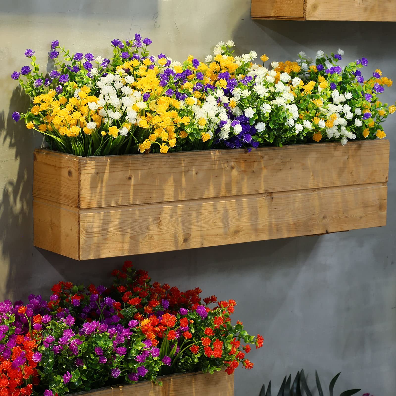 36 Bundles Artificial Flowers for Outdoor, UV Resistant Faux Artificial Plant…
