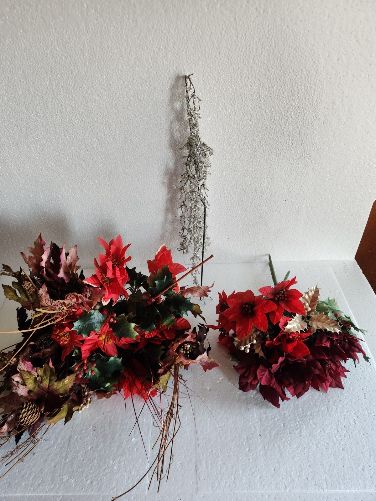 Artificial Christmas Flowers & Bouquets • Poinsettia, Mistletoe Autumn Leaves