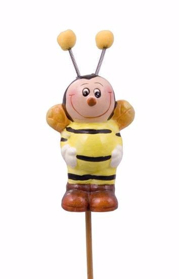 1 Bee & 1 Lady Bug on bamboo picks floral or plant embellishments 4″ Tall