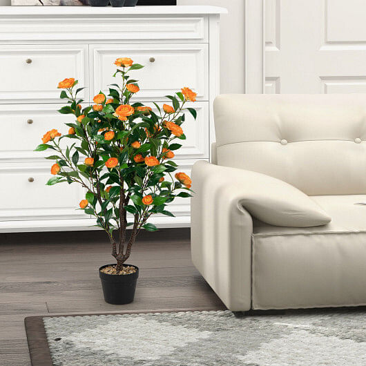 3.3 Feet Artificial Camellia Tree for Indoor and Outdoor – Color: Multicolor