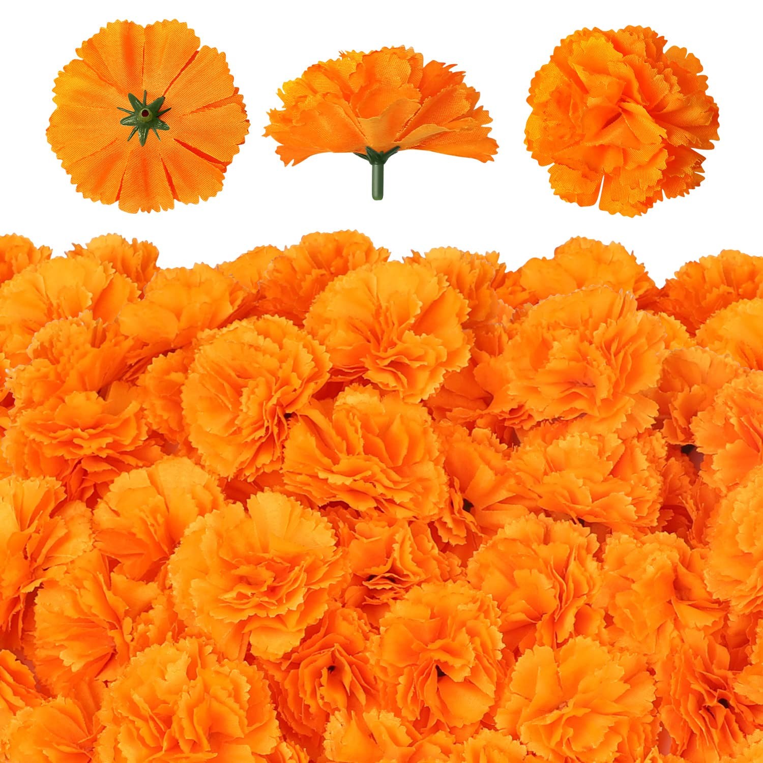 50 Pcs Marigold Flowers Silk Artificial Marigold Flowers, Mexican Flowers Dec…