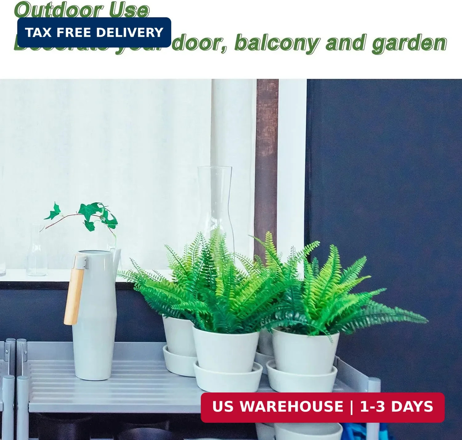 Coreland 8 Pcs Fake Plants Outdoors – Ferns Artificial Plants for Outdoor Ferns