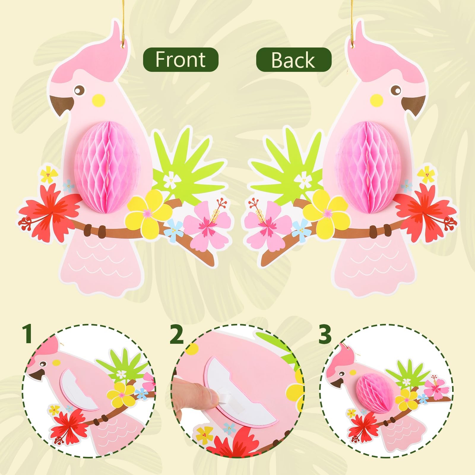 61 Pack Rainforest Decorations Luau Jungle Party Decors, 12 Tropical Birds Ho…