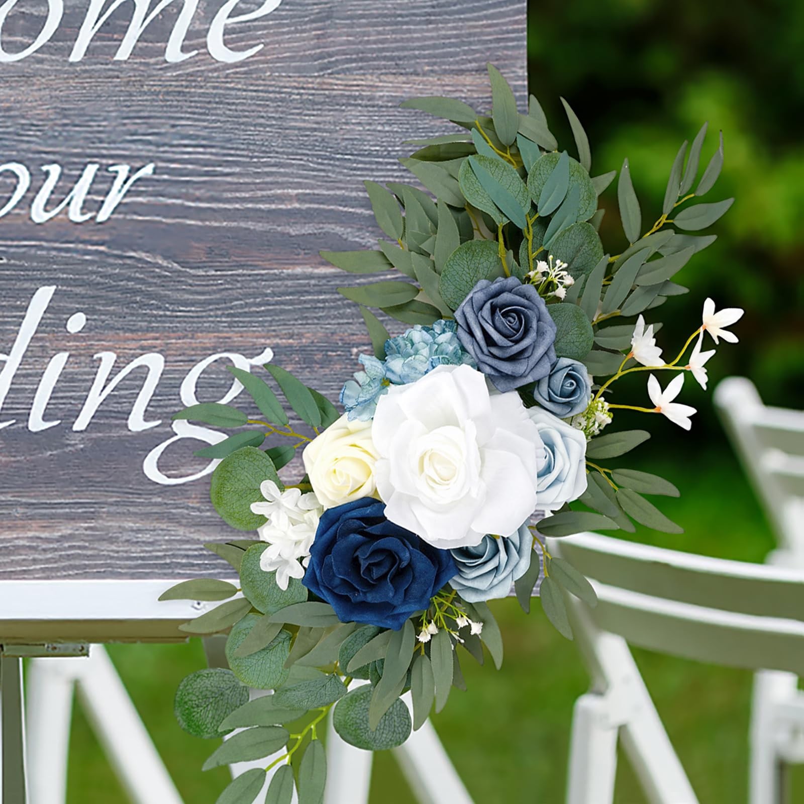 Wedding Arch Flowers (Pack of 2), Artificial Dusty Blue Flowers Faux Flower S…