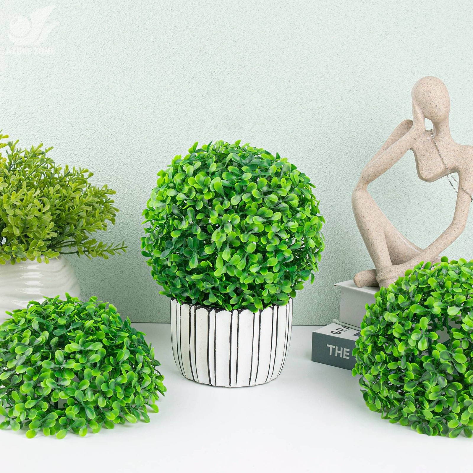 2 PCS Artificial Plant Topiary Ball Decorative Faux Balls Wedding Home Decor