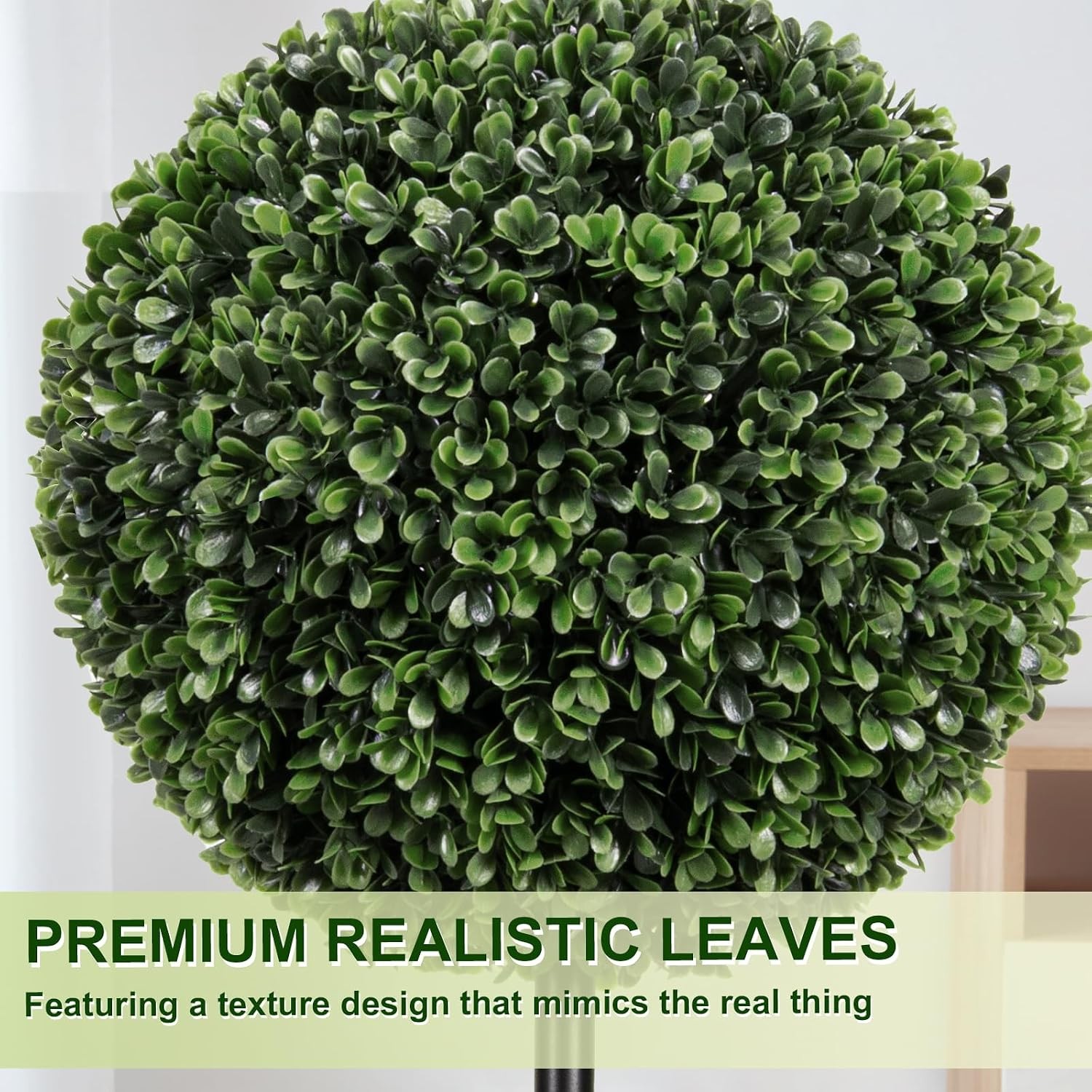 3FT UV-Resistant Artificial Triple Ball Boxwood Topiary Set of 2 All-Weather