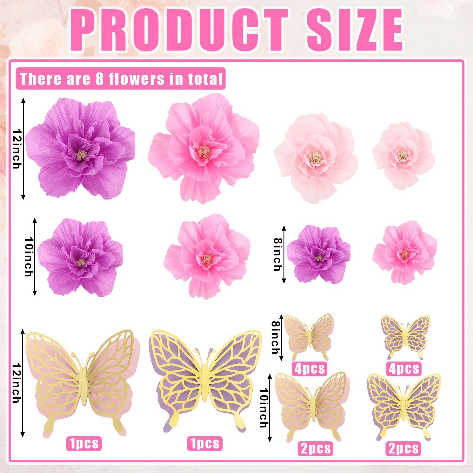 22 Pcs 3 Sizes Large Butterfly Party Decorations 3D Giant Butterfly Wall Deco…