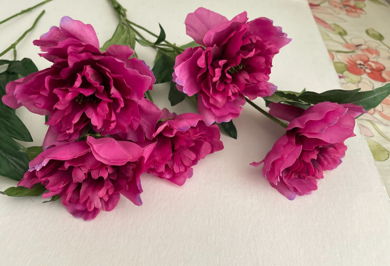 Purple Rose Peony, Faux Silk Floral Spray Bush, Artificial Bouquet, 20″ Height