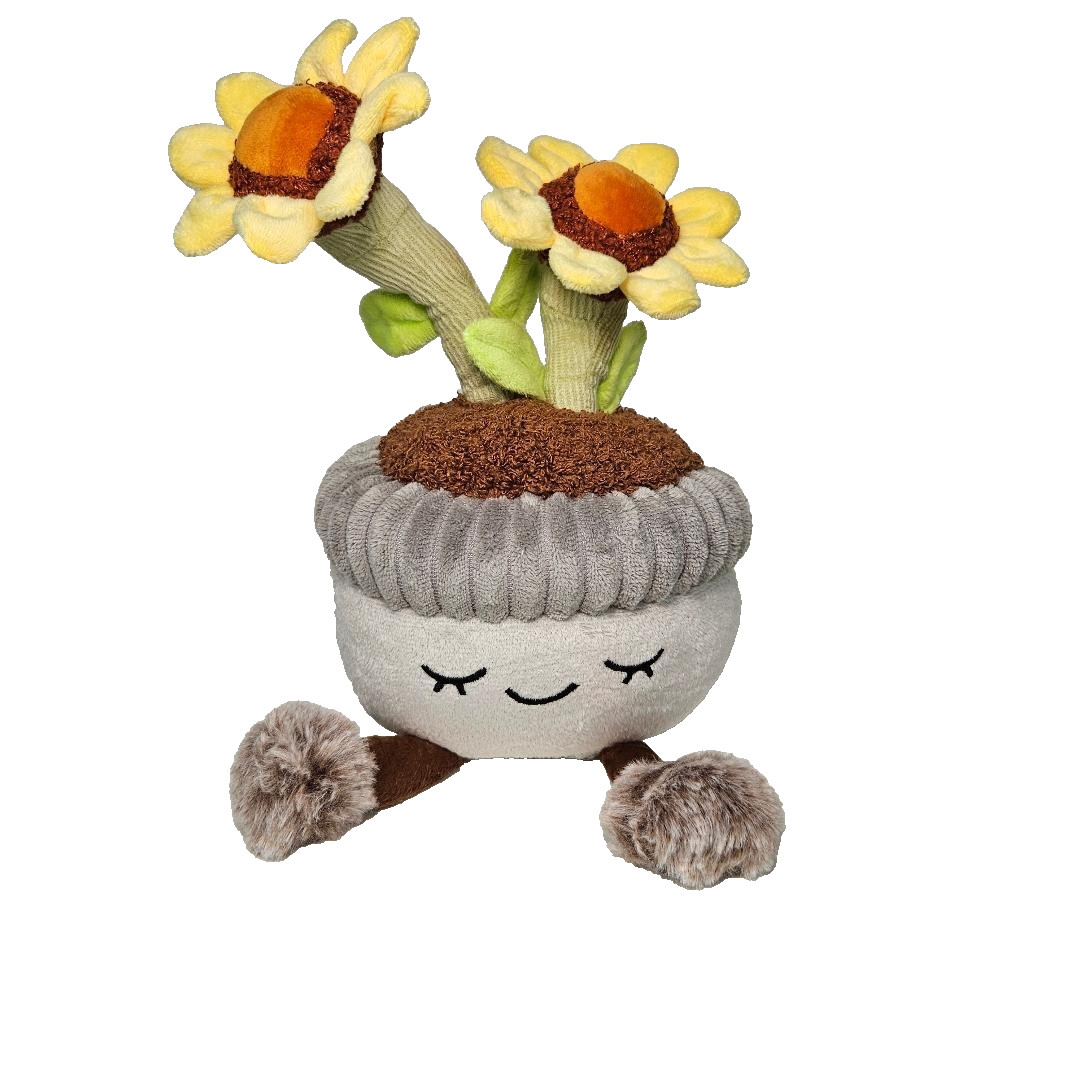 New Set of 3 Flower Pot Plant Plushies Yellow Flower Cactus Pink Flower