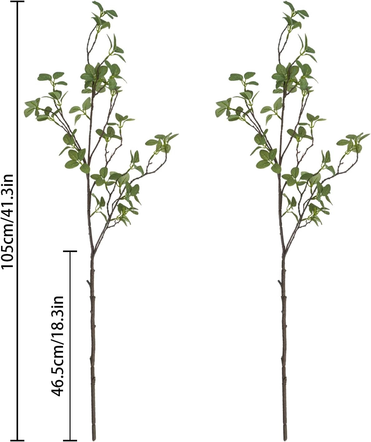2 pcs Artificial Greenery Stems, 41.3’’ Tall Fake Plants Branches Faux