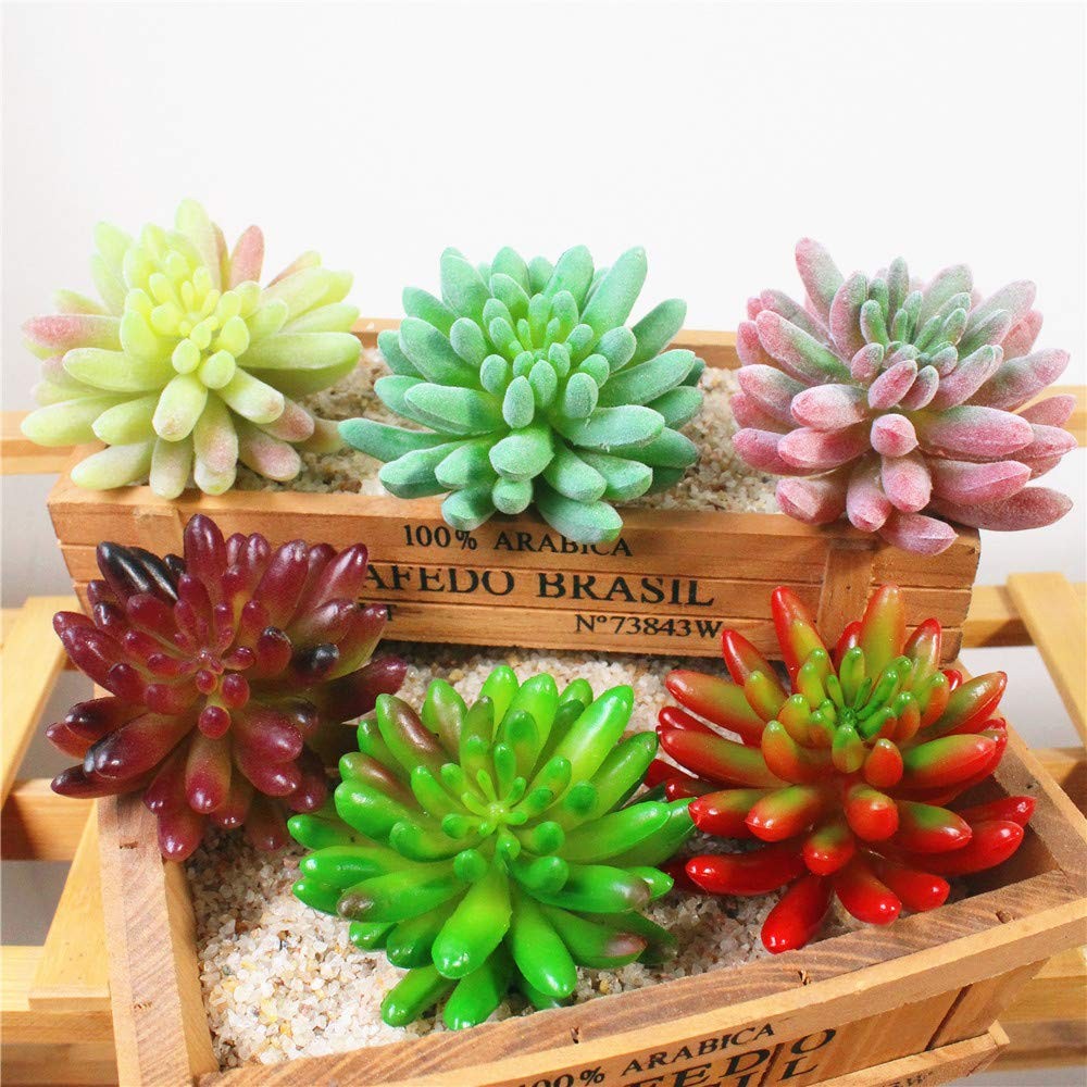 11PCS Assorted Multicolor Artificial Succulent Plants Textured Cactus Aloe Su…