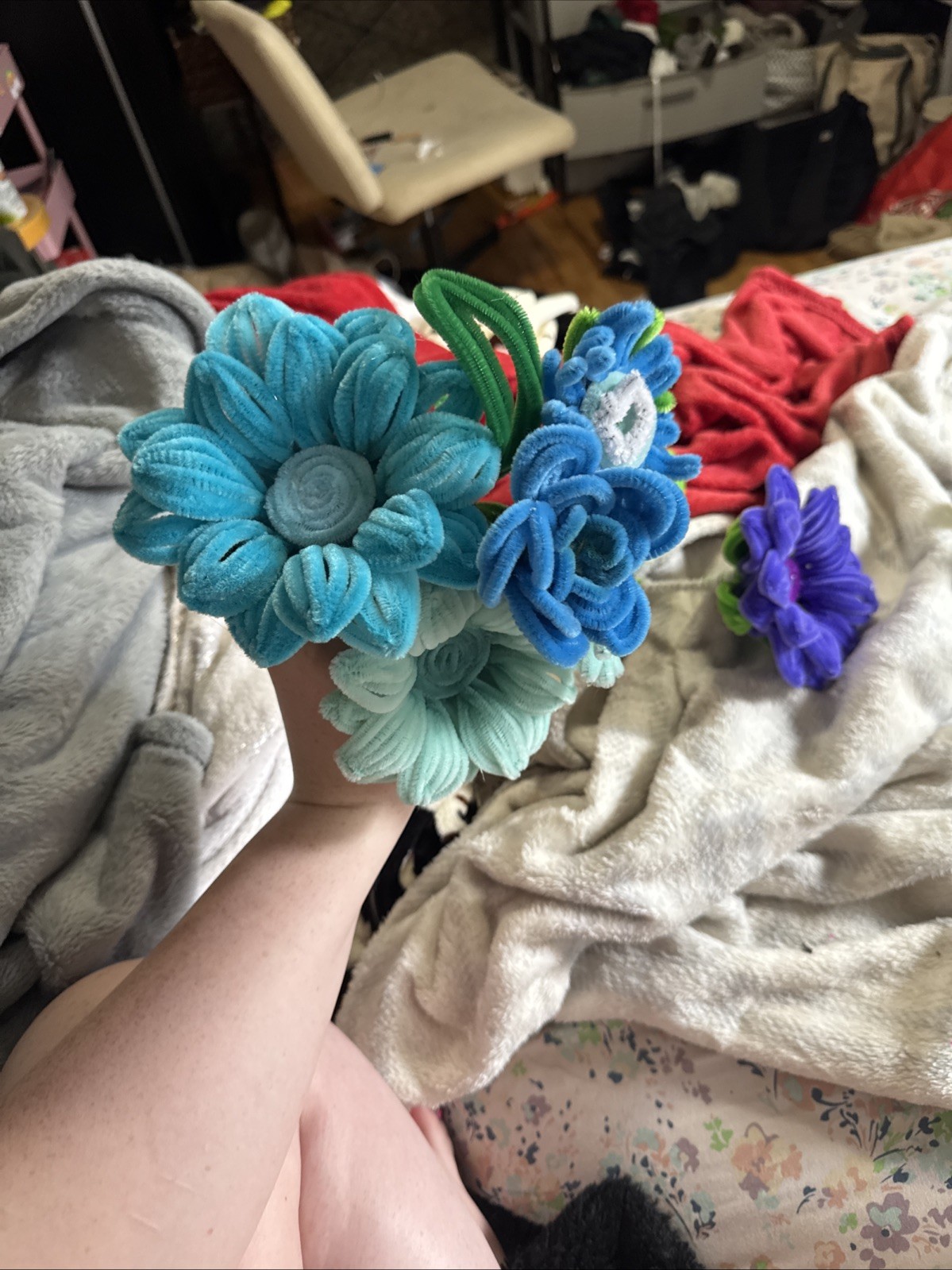 Blue Pipe Cleaner Flower Boquet